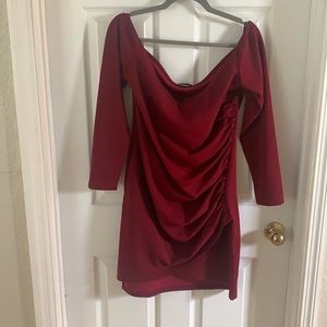 Maroon off the shoulder dress from sheIn. Size curvy OXL.